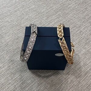 Gold and Silver Diamond Patterned Bracelets